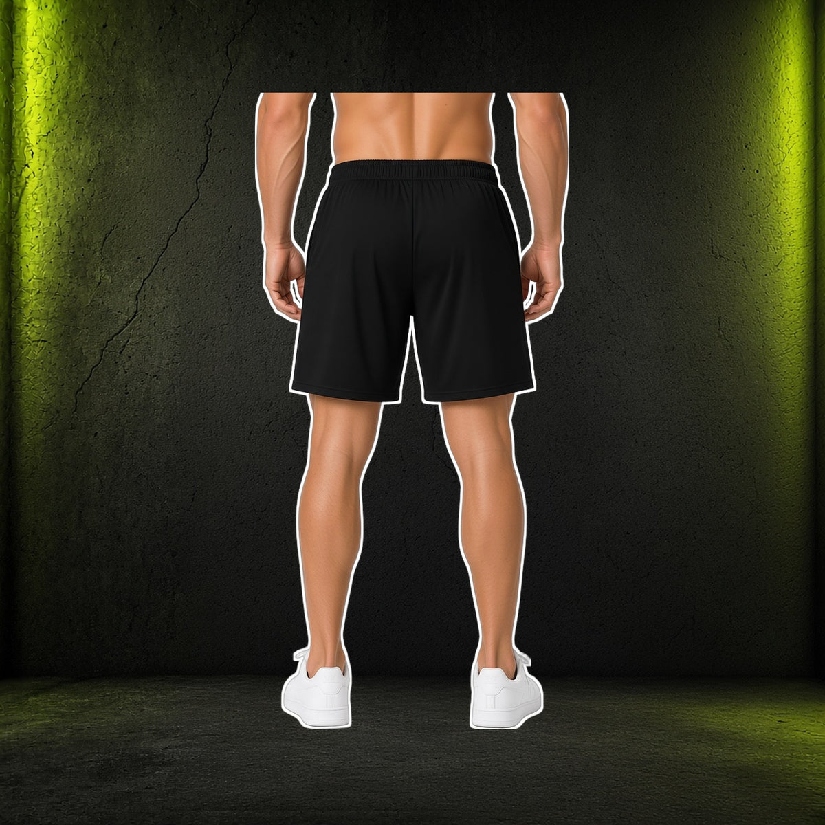 Work Hard Win Twice Men's Long Shorts - back on gym concrete