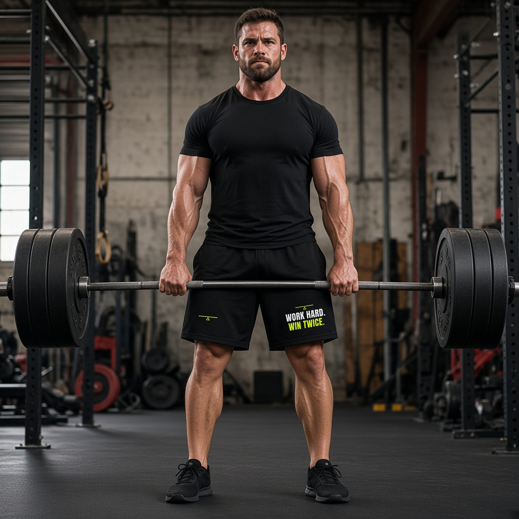 Work Hard Win Twice Men's Long Shorts - lifestyle